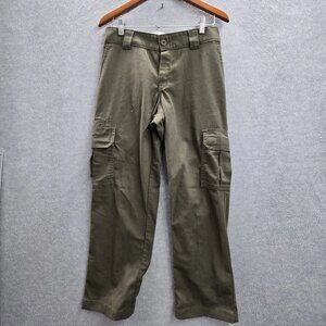 Dickies Men Pants 30X32 Green Cargo Twill Button 24" Inseam Logo Outdoor
